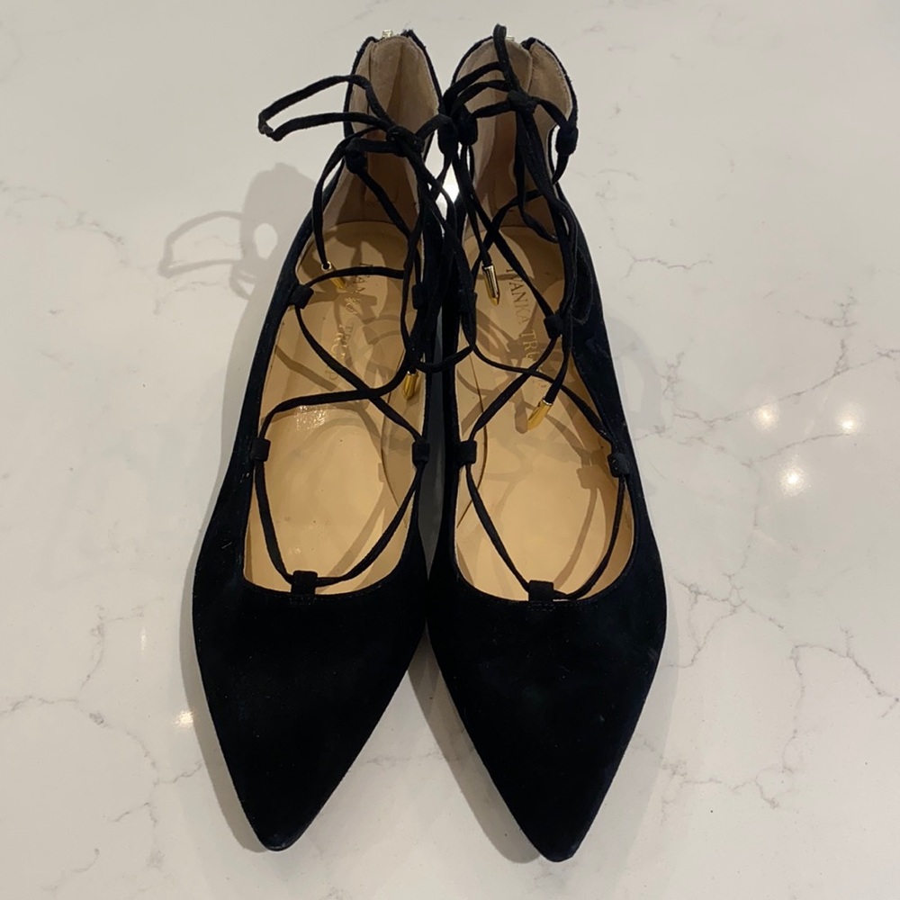 Ivanka Trump Tropica Pointed Toe Lace Up Flats